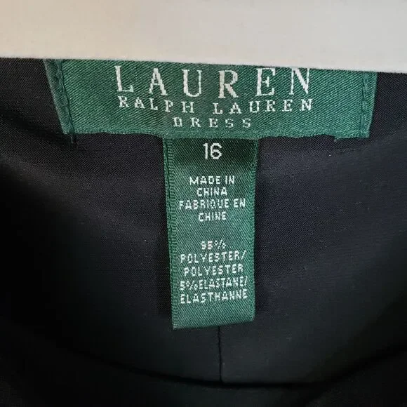 Lauren Ralph Lauren Dress Women 16 Animal Print Stretch Midi Old Hollywood Dark - Picture 3 of 7